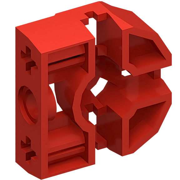Red Technic Pin Connector Block 3 x 3 x 1