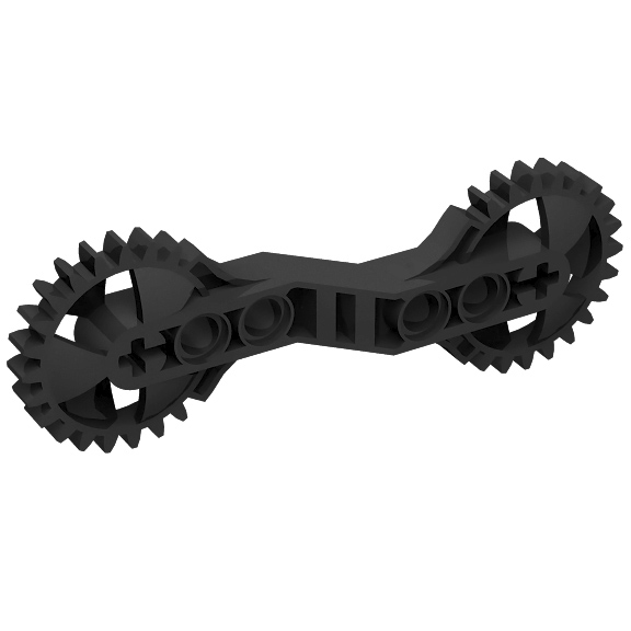 Black Technic Arm 1 x 7 x 3 with Gear Ends