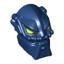 Dark Blue Minifig Head Modified Bionicle Inika Toa Hahli with Lime Eyes Print