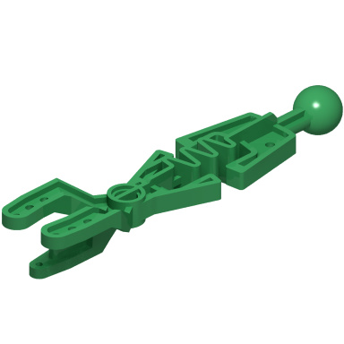 Green Technic Throwbot Arm Forked with Flexible Center and Ball Joint