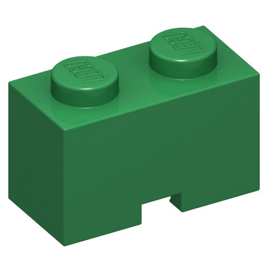 Green Brick Special 1 x 2 with Cable Holding Cutout