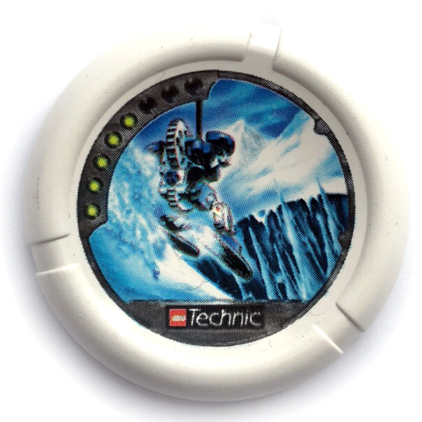 White Throwbot Disk, Ski / Ice, 5 pips, skiing down to ice spires Pattern
