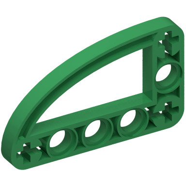Green Technic Beam 3 x 5 L-Shape with Quarter Ellipse Thin