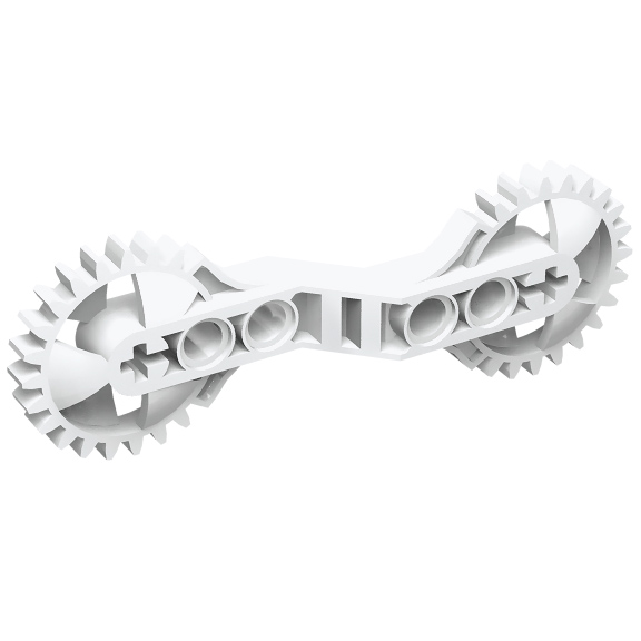 White Technic Arm 1 x 7 x 3 with Gear Ends