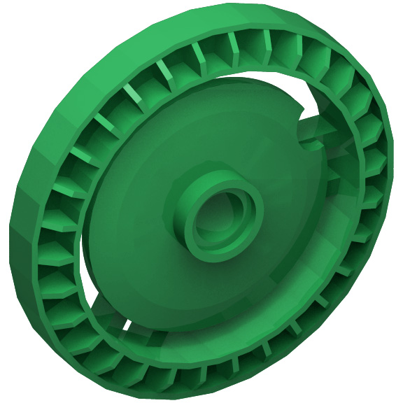 Green Technic Disc 5 x 5 Notched, Without Pin
