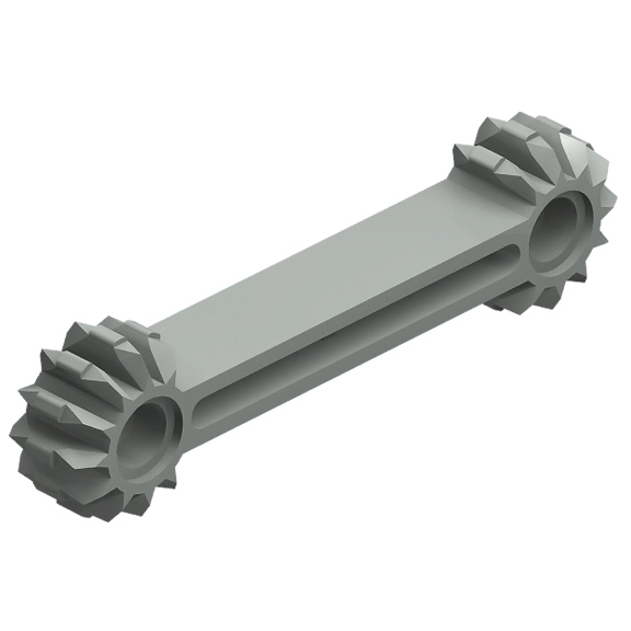 Light Gray Technic Arm 1 x 7 with 9 Tooth Double Bevel Gear Ends