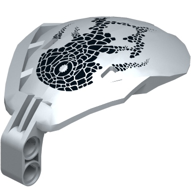 Pearl Light Gray Bionicle Bohrok Windscreen 4 x 5 x 7 with Black Scales and Nuhvok-Kal Logo