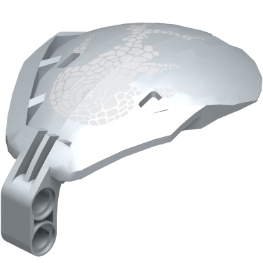 Pearl Light Gray Bionicle Bohrok Windscreen 4 x 5 x 7 with White Scales and Kohrak-Kal Logo
