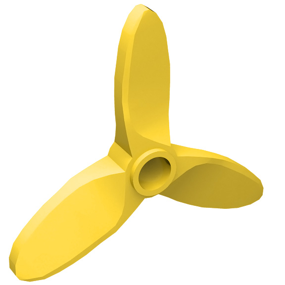 Yellow Propeller  3 Blade  5.5 Diameter with Hole for Technic Pin
