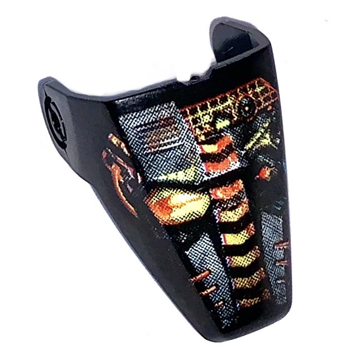 Black Technic Throwbot Visor with Torch / Fire Print [8500]