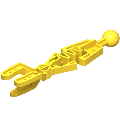Yellow Technic Throwbot Arm Forked with Flexible Center and Ball Joint