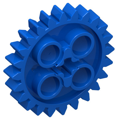 Blue Technic Gear 24 Tooth [New Style with Single Axle Hole][Type 1]