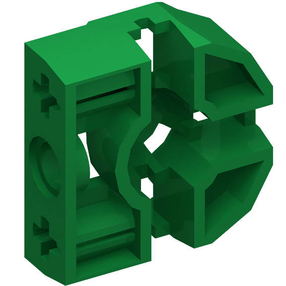 Green Technic Pin Connector Block 3 x 3 x 1