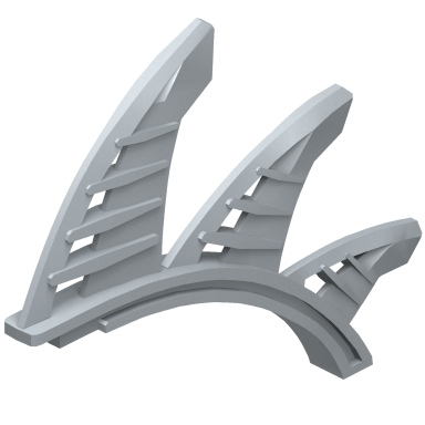 Flat Silver Bionicle Rahkshi Back Blade - 3 blades like shark fins (Lerahk)