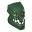 Dark Green Minifig Head Modified Bionicle Piraka Zaktan with Eyes and Teeth Print